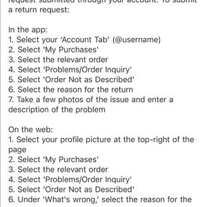 Instructions for returns for Seller
